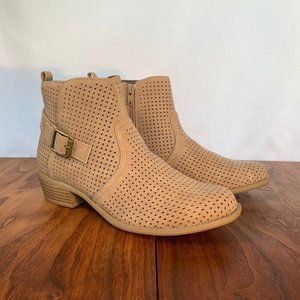 Tan Perforated Ankle Bootie